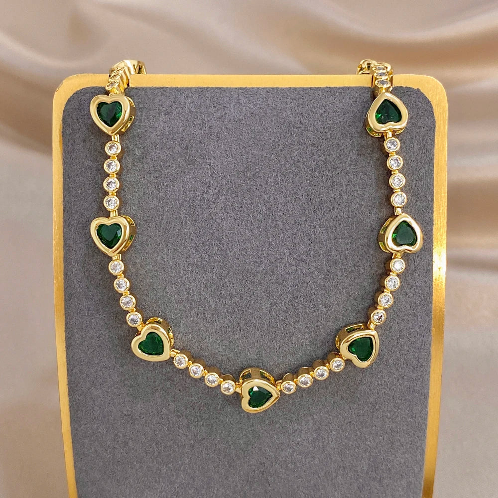 New Style Copper Bracelet Golden Exquisite Zircon heart-shaped Splicing Adjustable Stylish Versatile Perfect For Daily Wear Gift