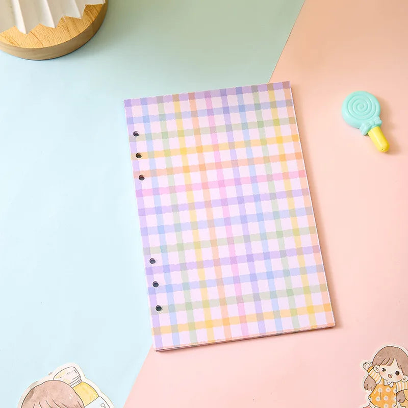 Cute Colour Grid A5/A6 Loose Leaf Notebook Refill Spiral Binder
