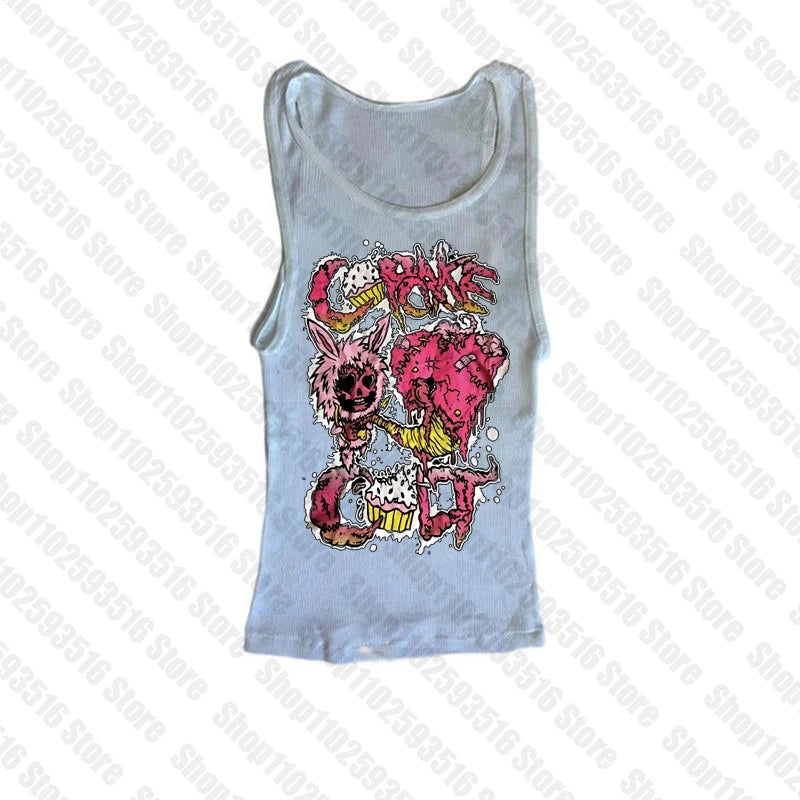 Goth Female Clothing Woman T-shirts Women Clothes Grunge Clothes Y2k Tops Graphic Tees Y2k Top Kpop T-shirt Kawaii Emo Gothic