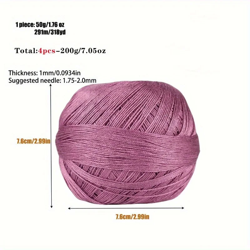 1PC Premium Mercerized Silk Lace Yarn Bundle-Soft, Durable, Vibrant Colors for DIY Knit & Crochet  Soft and Suitable for Summer