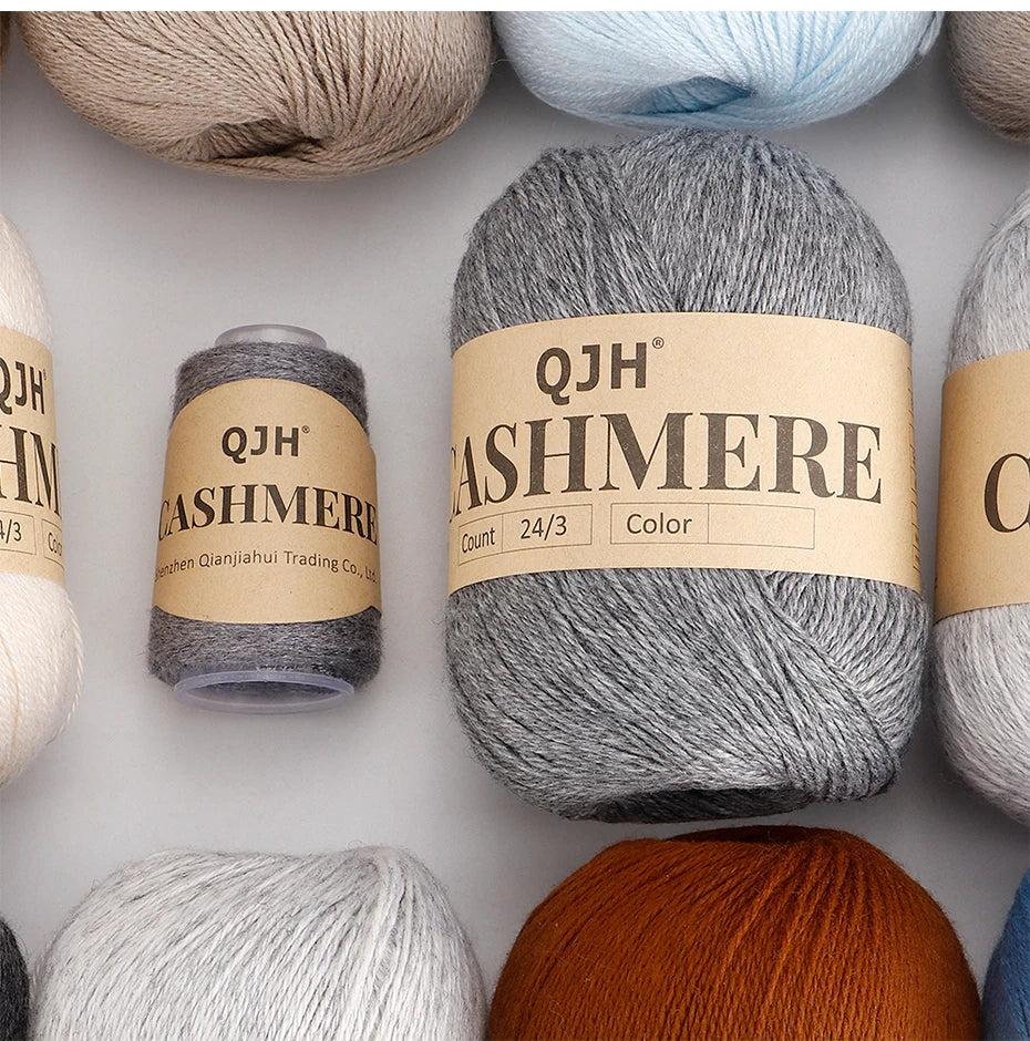 QJH 12 Set Luxurious Cashmere Yarn - Ultra-Soft & Premium Quality for Knitting Luxe Sweaters & Scarves, Hats - Yarn Enthusiasts