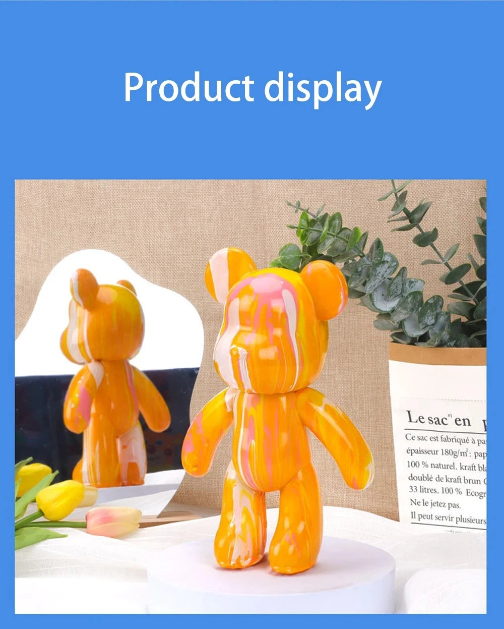 DIY Fluid Bear Sculpture Handmade Bearbrick Doll Ornaments Violent Bear Graffiti Painting Parent child Toy Gift Home Decoration