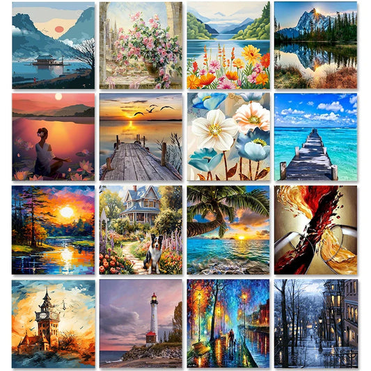 Paint By Numbers Pictures For Adults On Canvas With Framed Landscpae Digital Coloring Drawing Oil Paintings By Number Home Decor