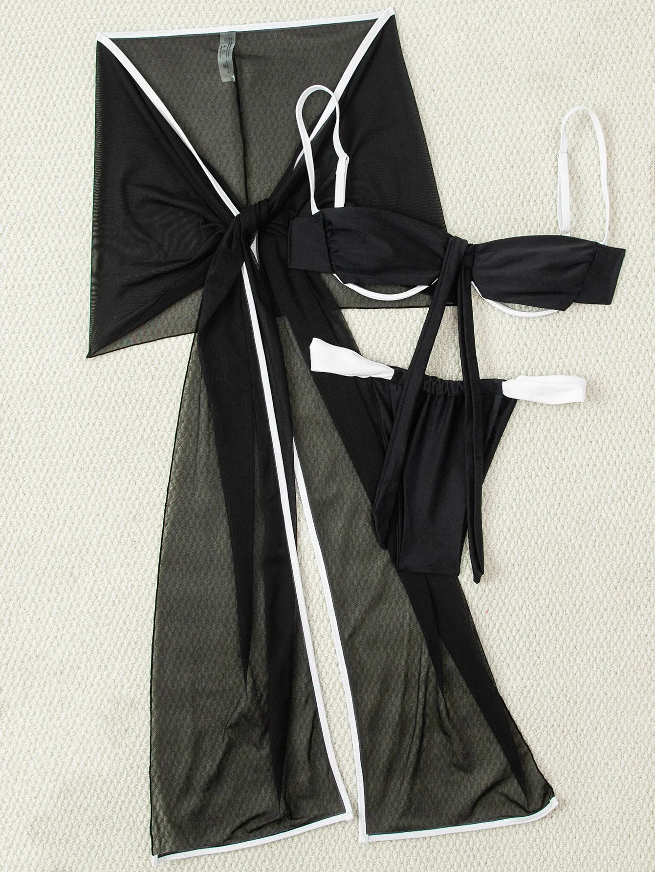 Women Three Piece Swimsuit Sexy Bikini Black Swimwear Feminine Beachwear Female Trikini Bathing Suit Dropshipping