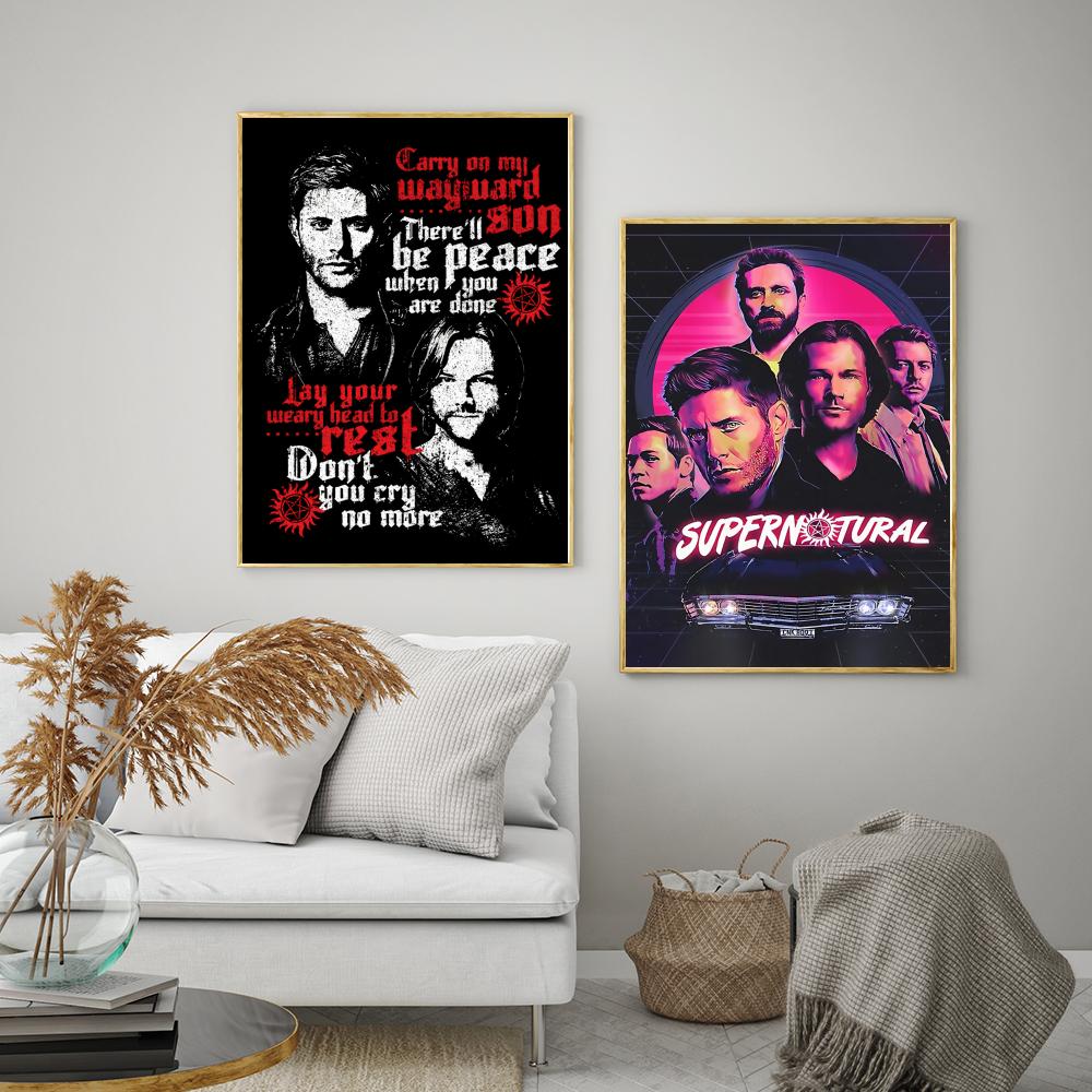 1pc Tv Show Supernatural Poster Self-adhesive Art Waterproof Paper Sticker Coffee House Bar Room Wall Decor