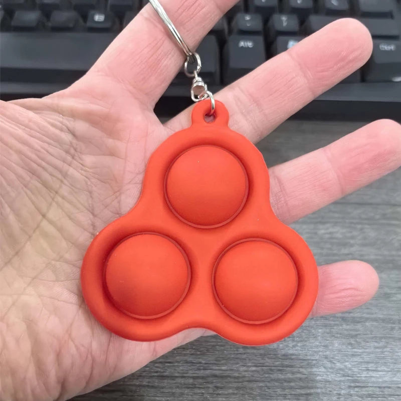 Silicone Push Bubbles Fidget Keychain Backpack Charm Stress Relief Anxiety ADHD Autism Sensory Toys Cool Stuff Kids Boys Girls