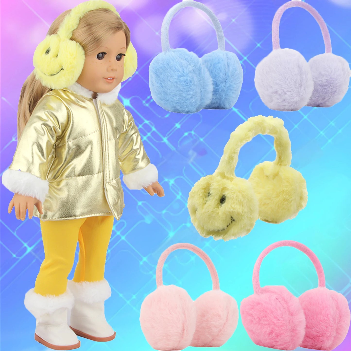 Cute Doll Plush Ear muffs For 43cm Baby Newborn Dolls Accessories For 18-inch American & OG Girl Doll Toy Warmth-Retaining