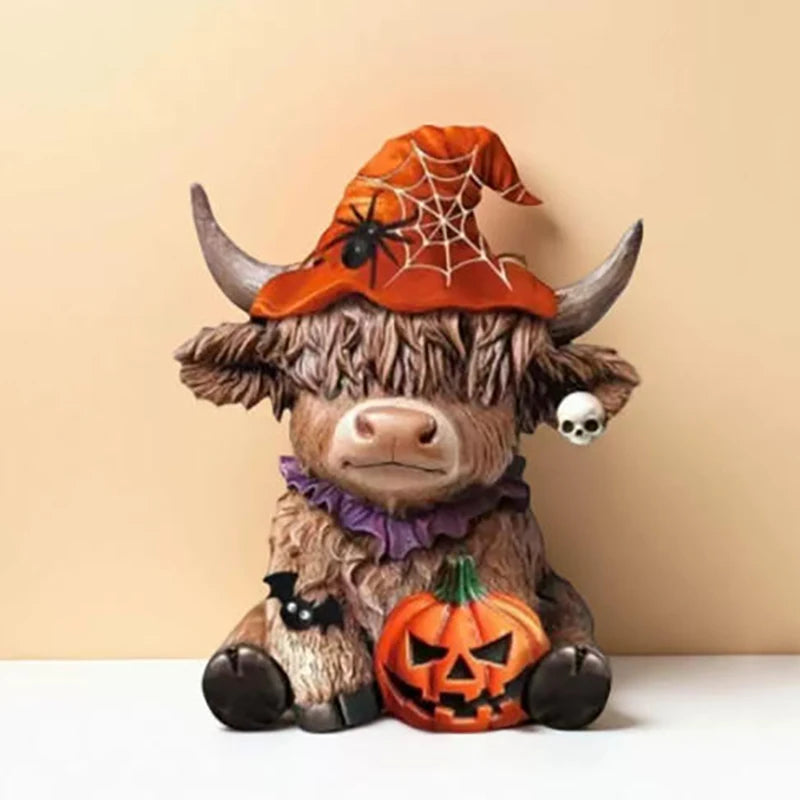 Highland Cow Figurines Resin Figurine Brown Cattle Statue Resin Table Shelf Decor For Bookshelf Home Apartment Desktop Bedroom