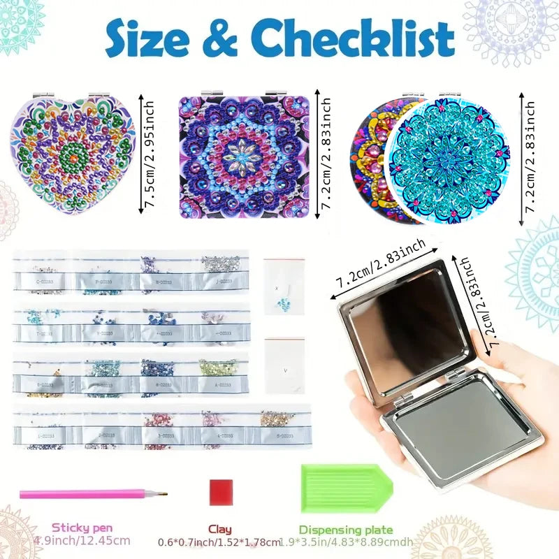 DIY diamond painting art set Mandala pattern small mirror