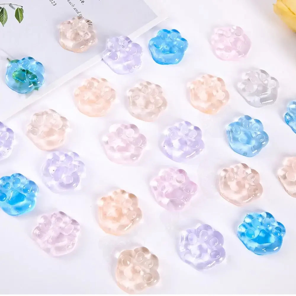 5/10/20PCS Kawaii Cat Paws Sticky Squeeze Toys Soft Realistic Jelly Glitter Cat Paws Transparent Squeeze Toys Kids Adult Gifts