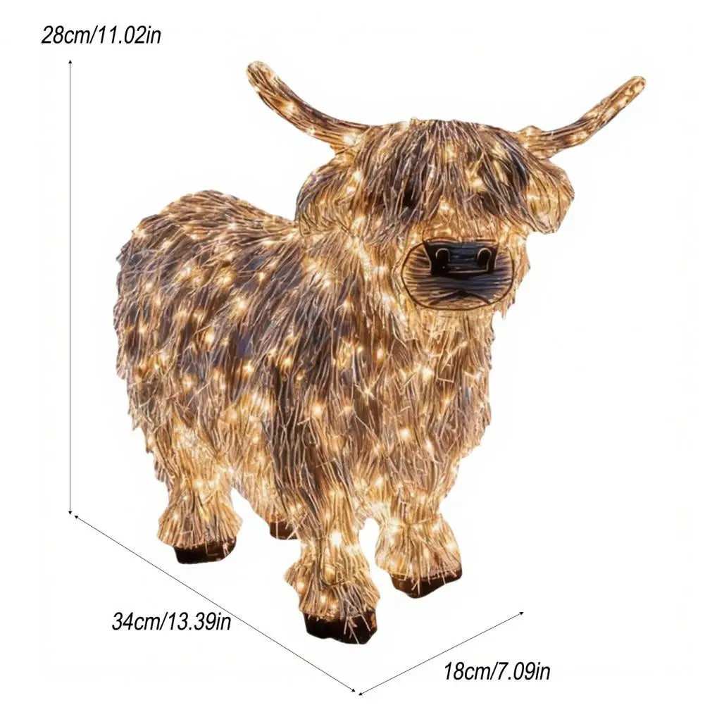Highland Cow Ornament Led Light-up Highland Cow Ornament Glowing Cattle Statue for Indoor Outdoor Decor Garden Lawn Farmhouse
