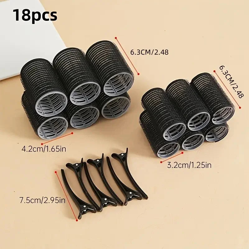 18pcs Hair Roller Set with Clips Self-Gripping Curlers for Long/Medium/Short Hair And Bangs Curling Iron Roller Hairstyling Tool