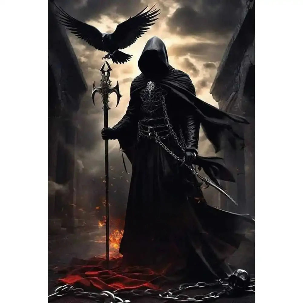 Oil Painting By Numbers Gothic Skull Death God Number Drawing Canvas DIY Pictures By Numbers Home Decor