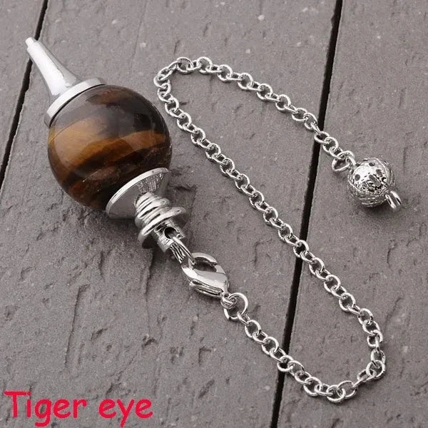 Reiki Healing Chakra Pendulum Pendants Lucky Crystal Quartz Stone Pendulum Pendant With Silvery Ball Chain Hypnosis For Necklace