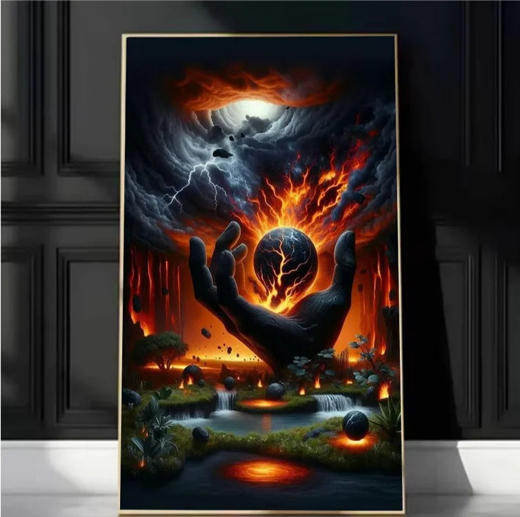 5D Diy Diamond Painting 2025 Fantasy Holding the Earth in Hand Picture Full Diamond Mosaic Embroidery Cross Stitch Home Decor