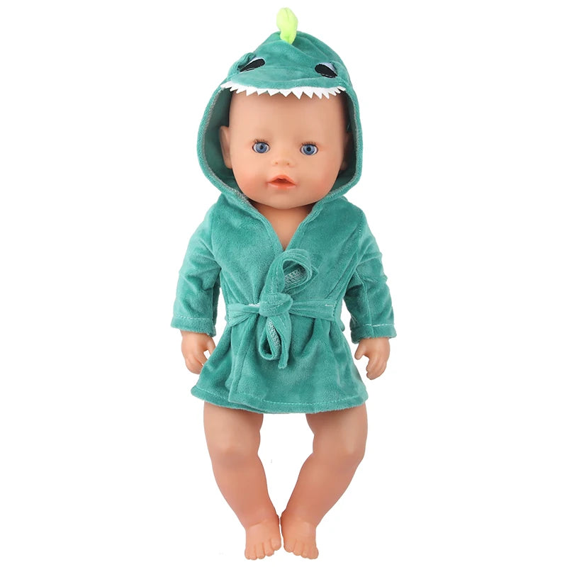 Doll Clothes Night-robe For 18 Inch American Doll Cartoon Animal Pajamas For 43cm Baby Girl Doll,OG,Russia,DIY Doll Girl's Gift