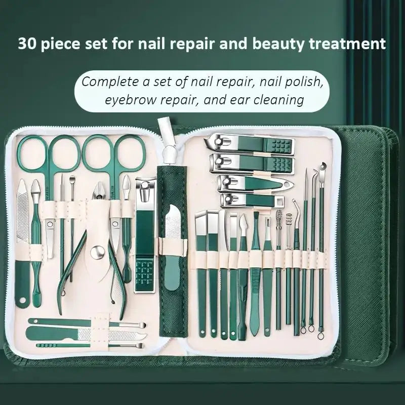 30pcs Manicure Set Portable Stainless Steel Nail Cutter Trimming Tool Beauty Pedicure Kit Finger Care Nail Clipper Scissors Set