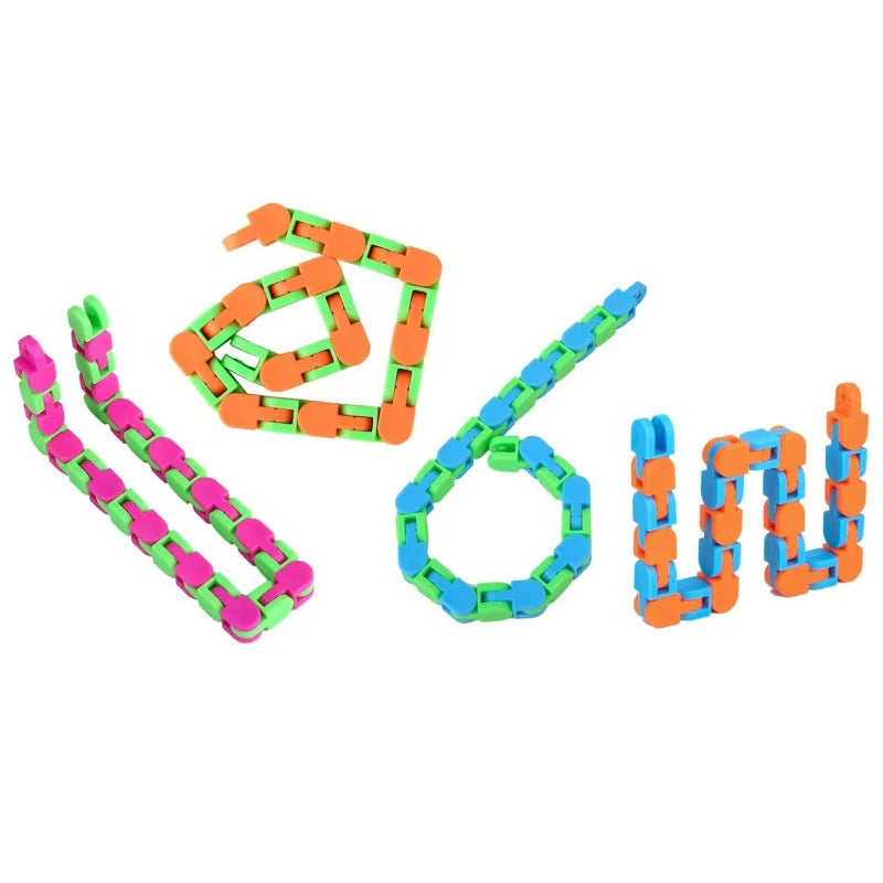 24Links Fidgets Wacky Tracks Toys Classroom Students Gifts Sensory Autism Snap Fidget Click Toy for Kids Adults Stress Relief