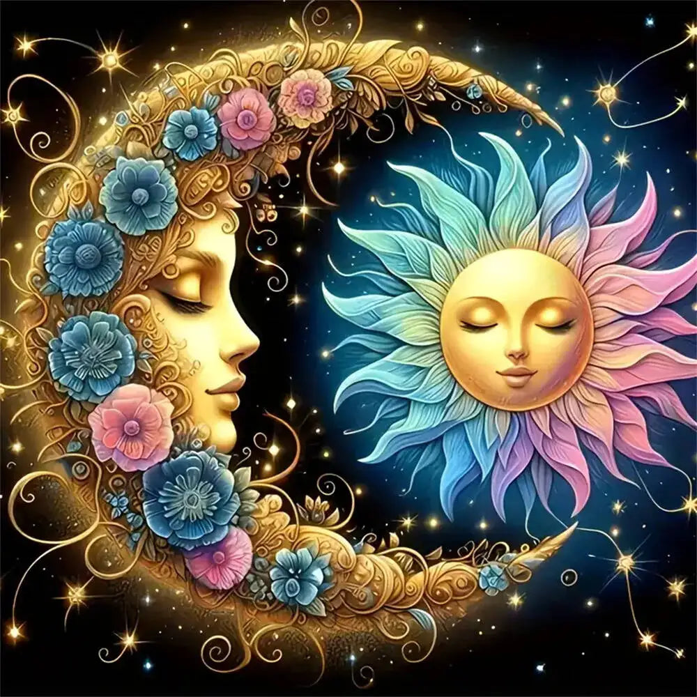 Momoart 5D DIY Diamond Painting Moon Landscape Suitable For Beginners Abstract Flower Abstract Diamond Mosaic Sun Unique Gift