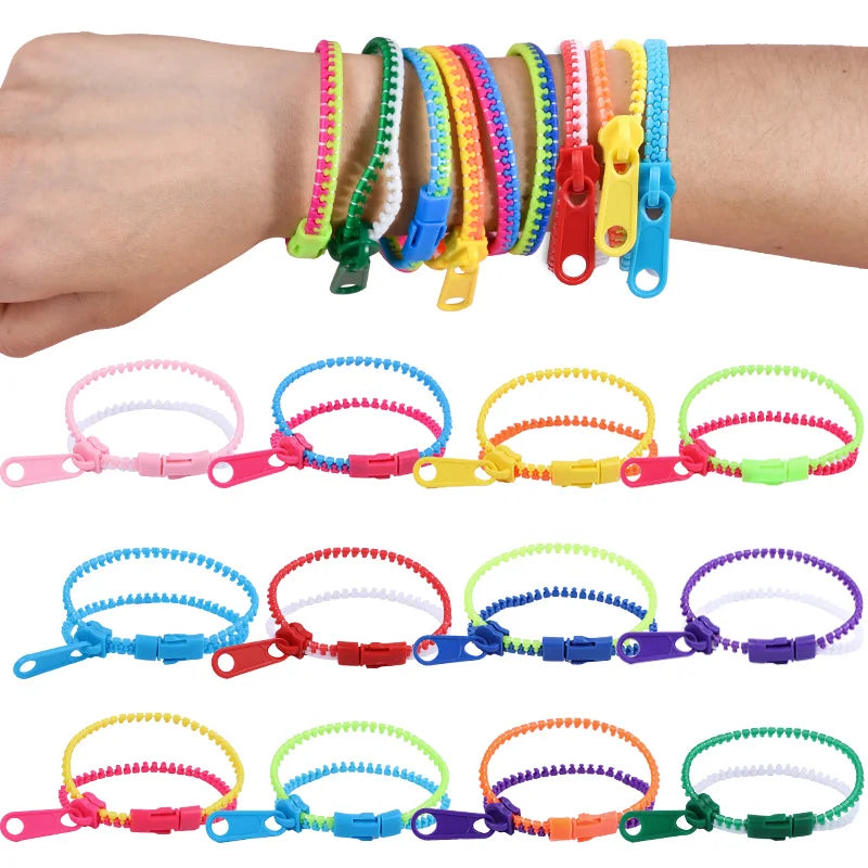 12/24Pcs Antistress Zipper Bracelets Sensory Fidget Toy Kids Birthday Party Favors Goodie Pinata Filler Wedding Gift for Guests