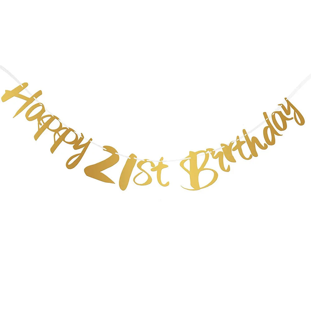 18 21 40 50 60th Happy Birthday Black Gold Banner Decoration 18-60Year Adult Birthday Party Backdrops Decoration Supplies