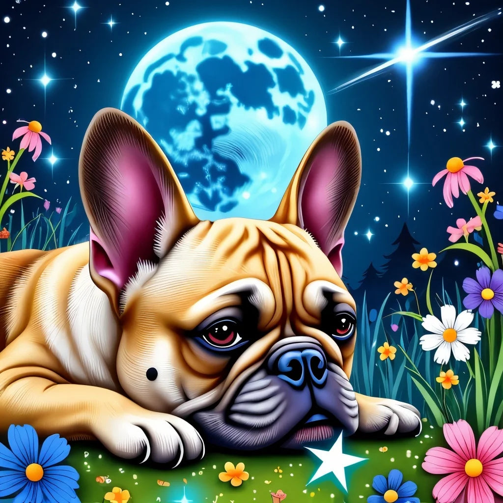 5D DIY Diamond Painting Cute French Bulldog Rose Hand Tattoo Art Crystal Round Diamond Painting Kit Home Decor
