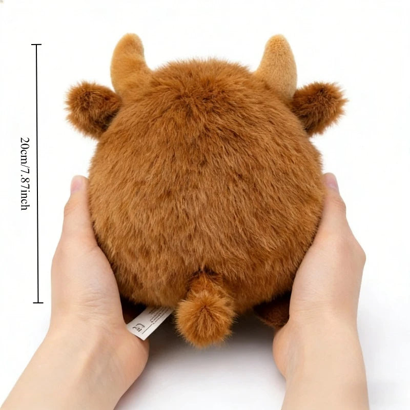 Kawaii Highland Cow Plush Pillow PP Bull Keychain Super Soft Stuffed Animal Car Ornament Cute Fur Plushie Pendant Birthday Gift