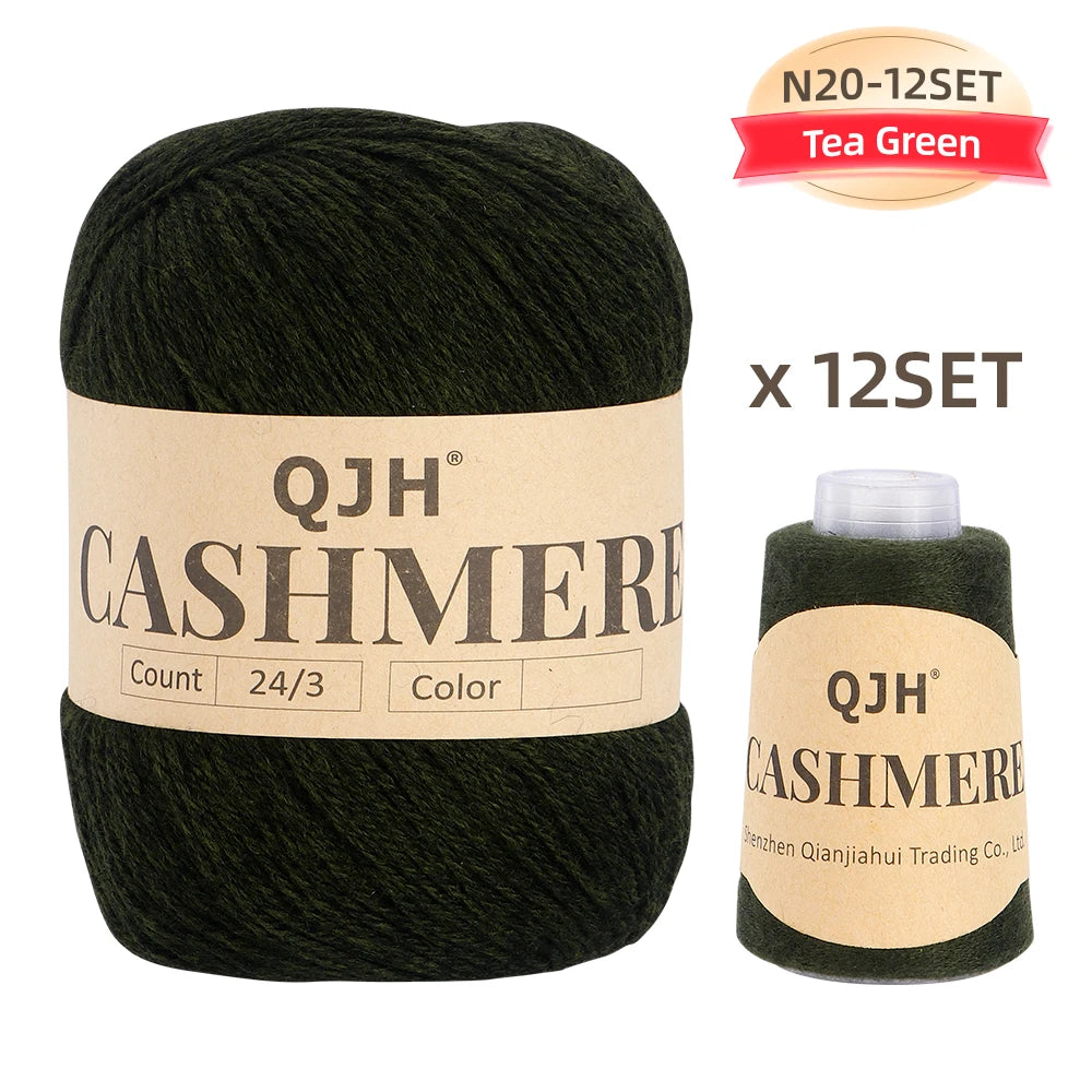 QJH 12 Set Luxurious Cashmere Yarn - Ultra-Soft & Premium Quality for Knitting Luxe Sweaters & Scarves, Hats - Yarn Enthusiasts