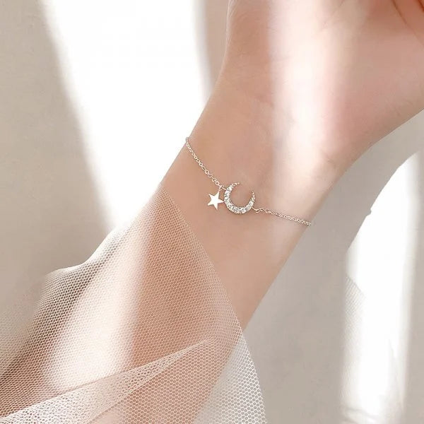 Sparkling Cherry Blossoms Butterfly Bracelet Women's Fashion Temperament Wave Moon Flower Adjustable Bracelet Wedding Jewelry