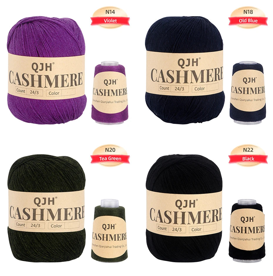 QJH 12 Set Luxurious Cashmere Yarn - Ultra-Soft & Premium Quality for Knitting Luxe Sweaters & Scarves, Hats - Yarn Enthusiasts