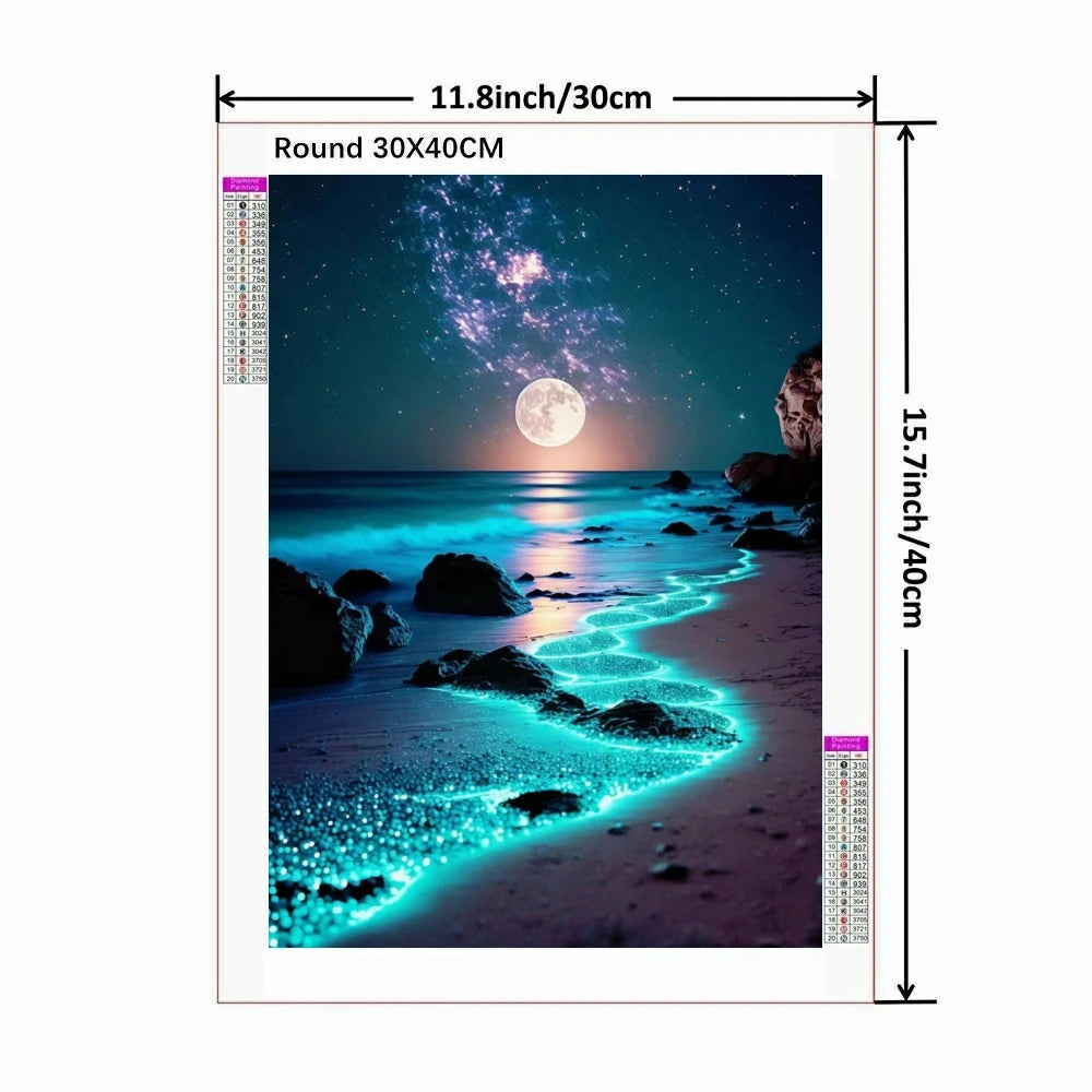 5D Diamond Painting DIY Likes Novelty Gifts Moon Seaside Landscape Embroidery Night Scenery Mosaic Home Decor Full Round Drills