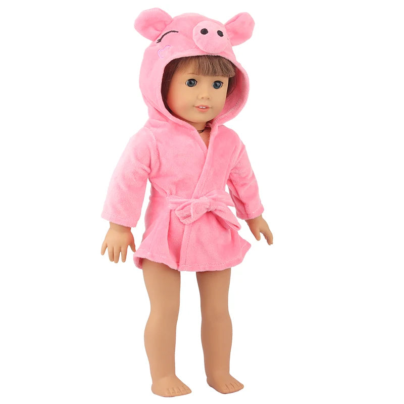 Doll Clothes Night-robe For 18 Inch American Doll Cartoon Animal Pajamas For 43cm Baby Girl Doll,OG,Russia,DIY Doll Girl's Gift