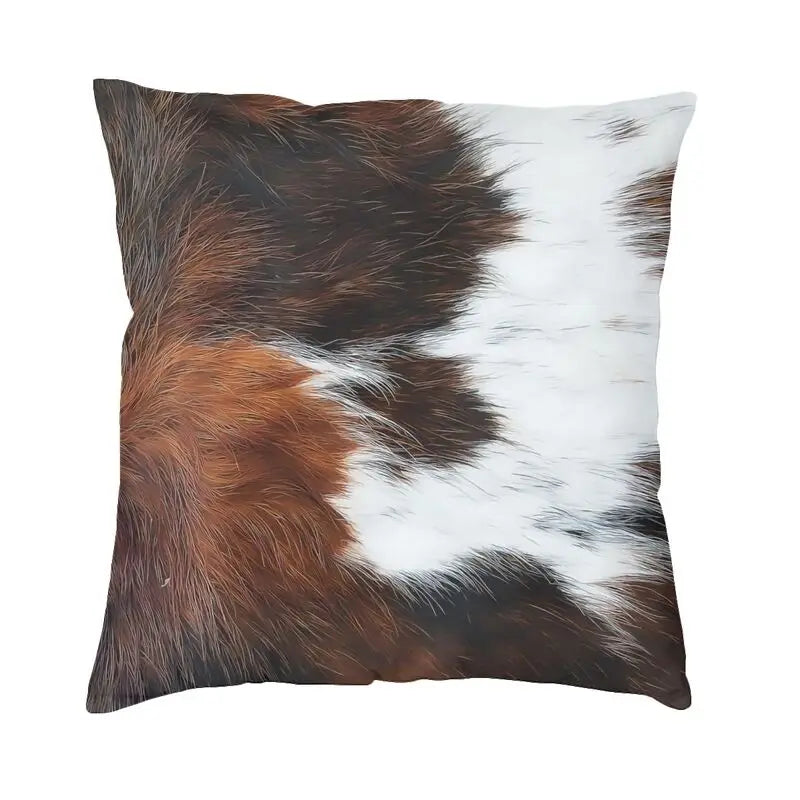 Hot Sale Scottish Highland Cow Cowhide Texture Cushion Cover 3D Print Animal Hide Leather Throw Pillow Case Sofa Car Home Decor