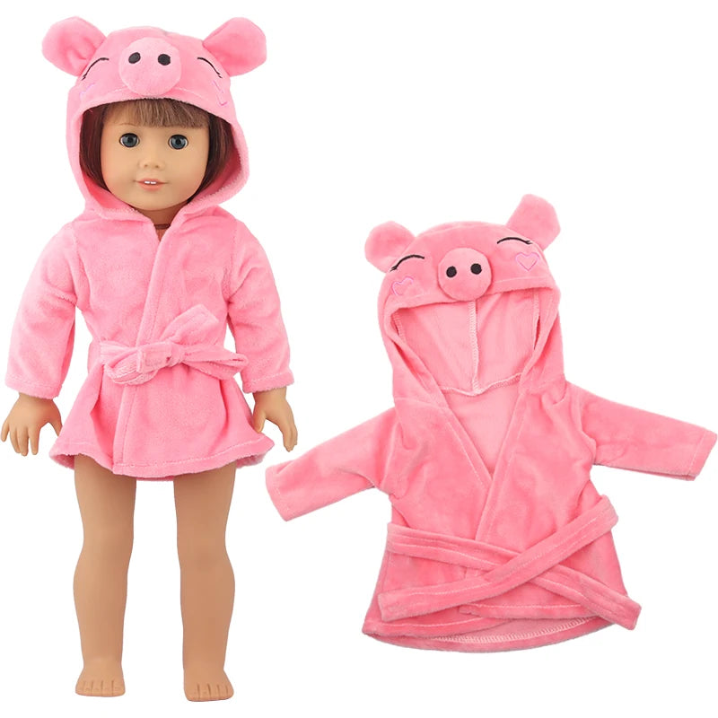 Doll Clothes Night-robe For 18 Inch American Doll Cartoon Animal Pajamas For 43cm Baby Girl Doll,OG,Russia,DIY Doll Girl's Gift