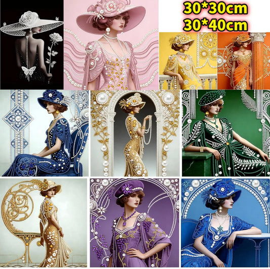 Beauty Special Shaped 5D DIY Partial Drill Diamond Art Kit for Adults Beginners Home Decor Crystal Diamond Art 11.81x15.75inch