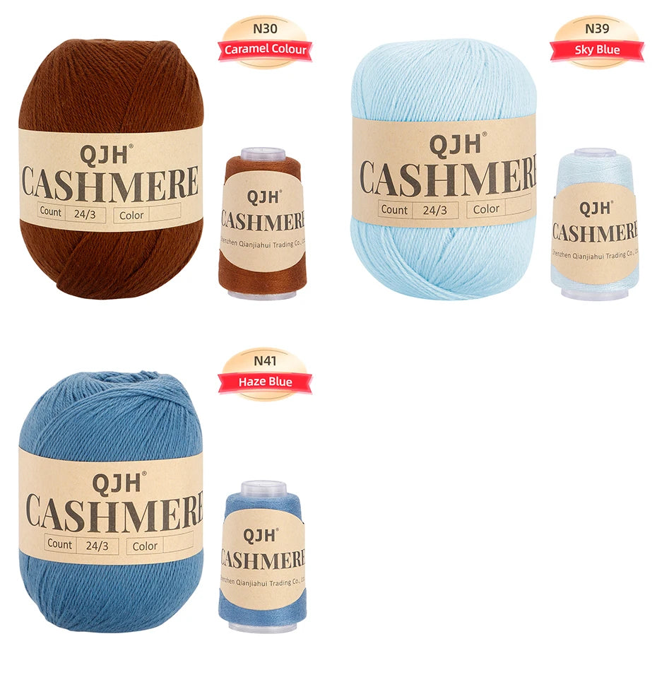 QJH 12 Set Luxurious Cashmere Yarn - Ultra-Soft & Premium Quality for Knitting Luxe Sweaters & Scarves, Hats - Yarn Enthusiasts