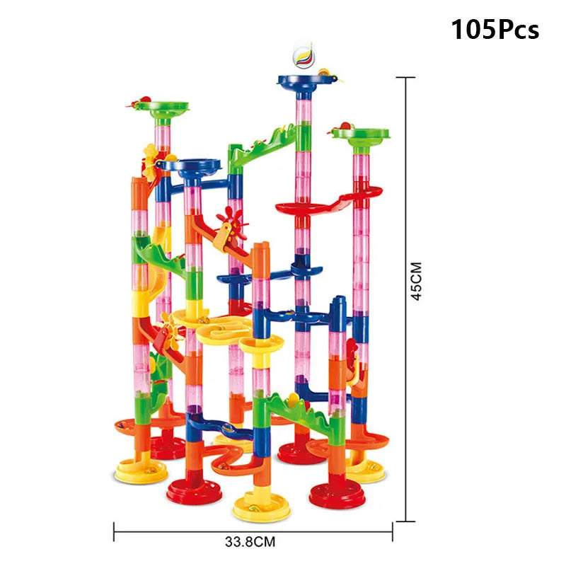 29/80/105Pcs Marble Run Race Track Building Blocks Kids 3D Maze Ball Roll Toy DIY Marble Run Race Coaster Set Christmas Gifts