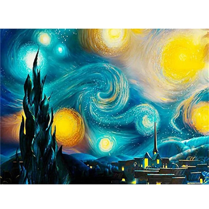 5D Diamond Painting by Number Van Gogh Starry Night Famous Art Picture Set for Embroidery Cross Stitch Home Decorations Gifts