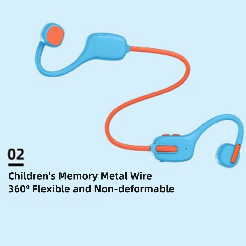 Hands-free Kids Bluetooth Headphones Earbuds Built-in 8GB Bone Conduction Headphone Stereo Sound Adjustable