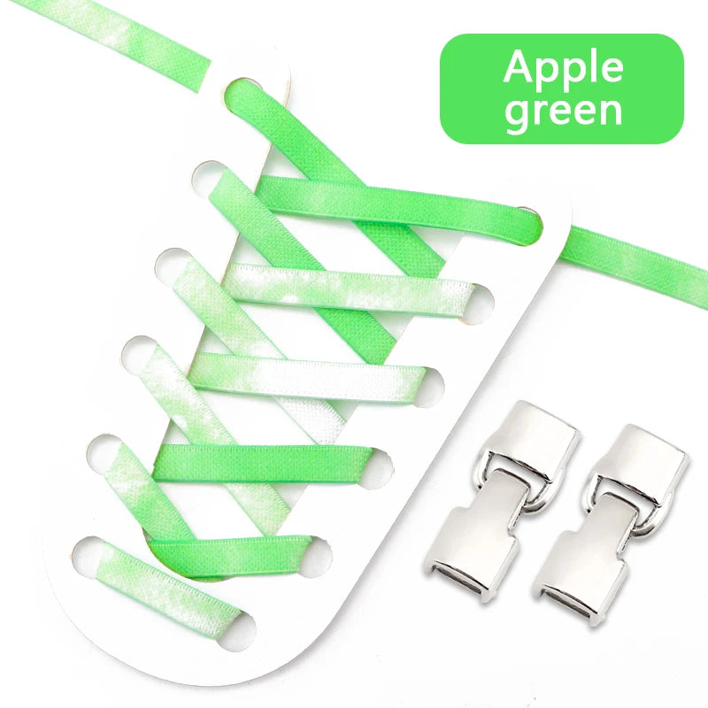 1Pair Rainbow Shoe Laces Without Ties Elastic Shoelaces Metal Buckle Lock Convenient Lazy Shoes Lace For Sneakers Accessories