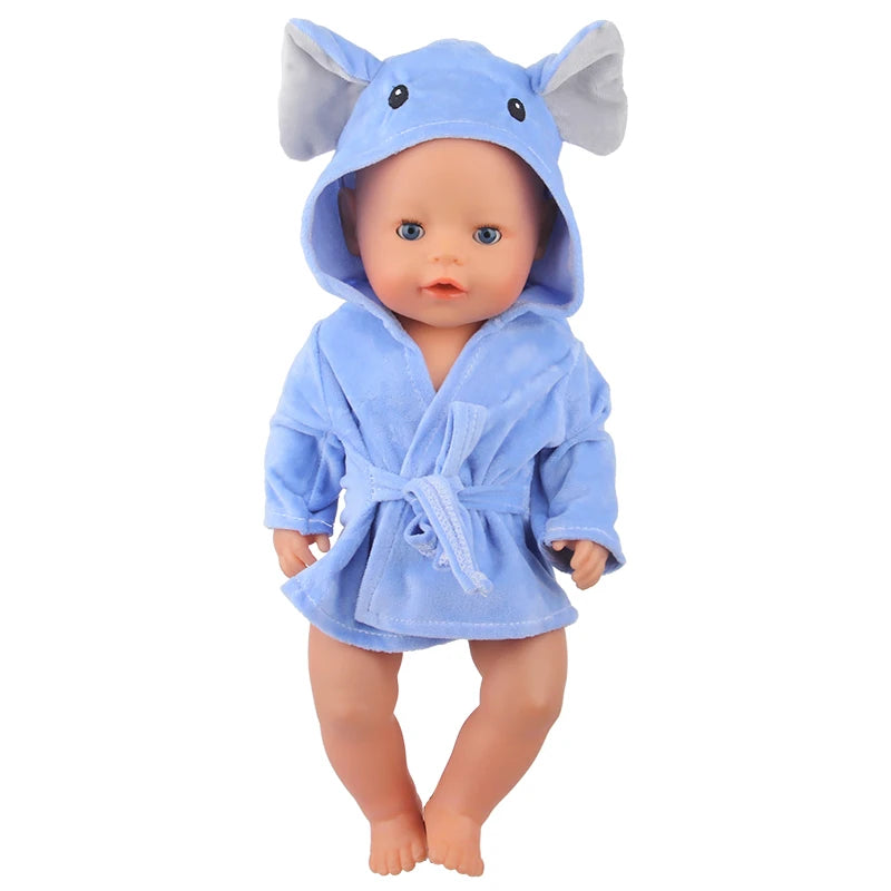 Doll Clothes Night-robe For 18 Inch American Doll Cartoon Animal Pajamas For 43cm Baby Girl Doll,OG,Russia,DIY Doll Girl's Gift
