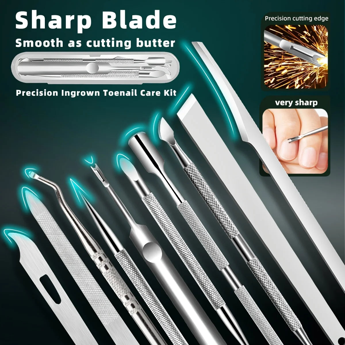 1/7pcs Stainless Steel Nail Care Kit: Precision Cuticle Remover Trimmer Set Includes Nail File Cleaner Perfect Gift for Women