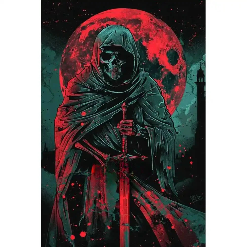 Oil Painting By Numbers Gothic Skull Death God Number Drawing Canvas DIY Pictures By Numbers Home Decor