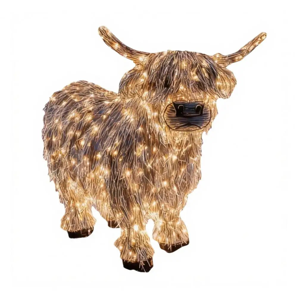 Highland Cow Ornament Led Light-up Highland Cow Ornament Glowing Cattle Statue for Indoor Outdoor Decor Garden Lawn Farmhouse