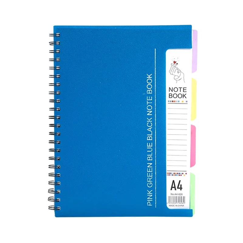 96-Sheet Spiral Notebook with 4 Divider Pages A4/A5 Sizes Lined Pages