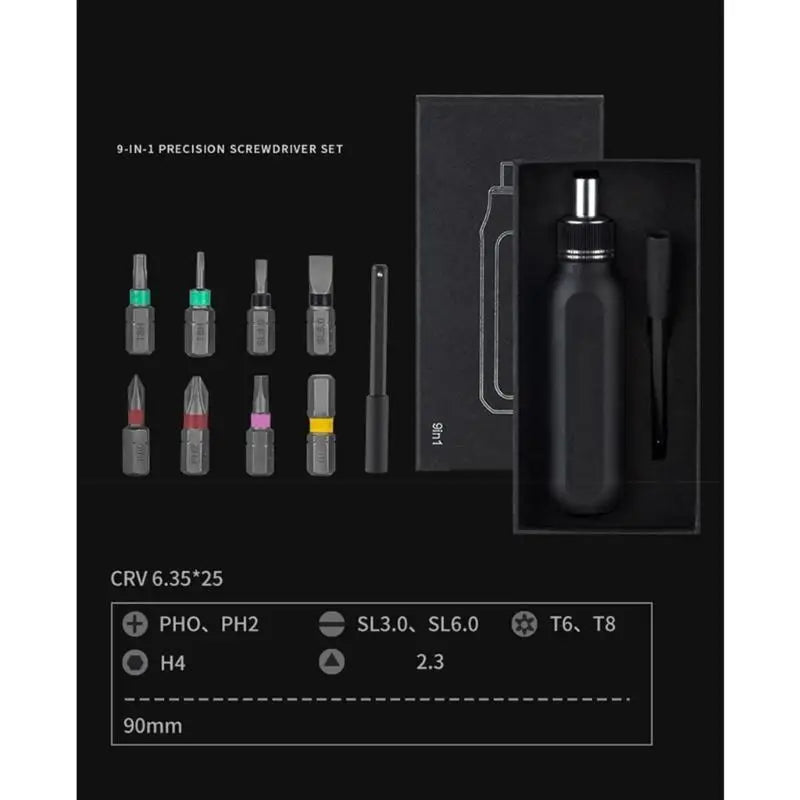 R9UF Screwdriver Ratchet Screw Driver Set Upgraded Capacity 9 in 1 / 37 in 1 Bits Press Type Magazine Design