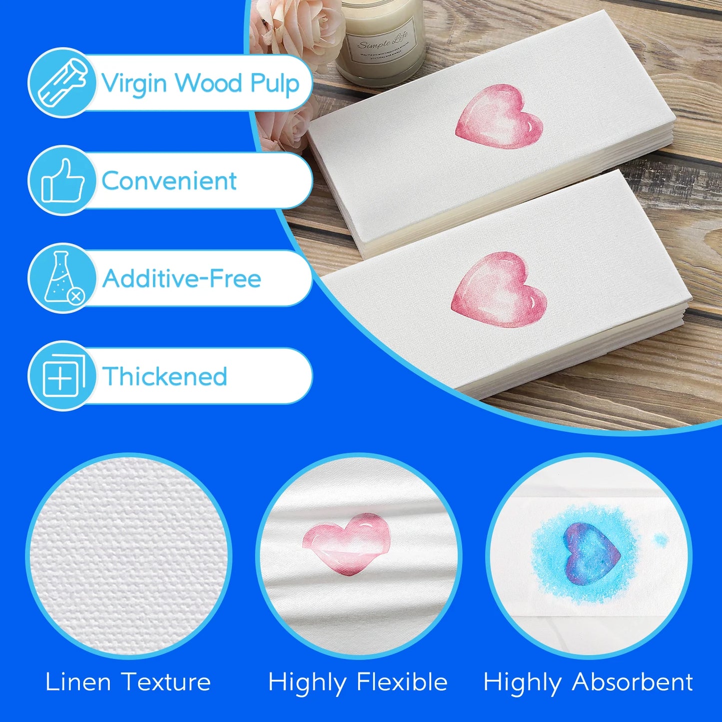 JINYUDOME Disposable Linen-Feel Santa Napkins Valentine's Day Wedding Party Holiday Dinner Family Paper Towels