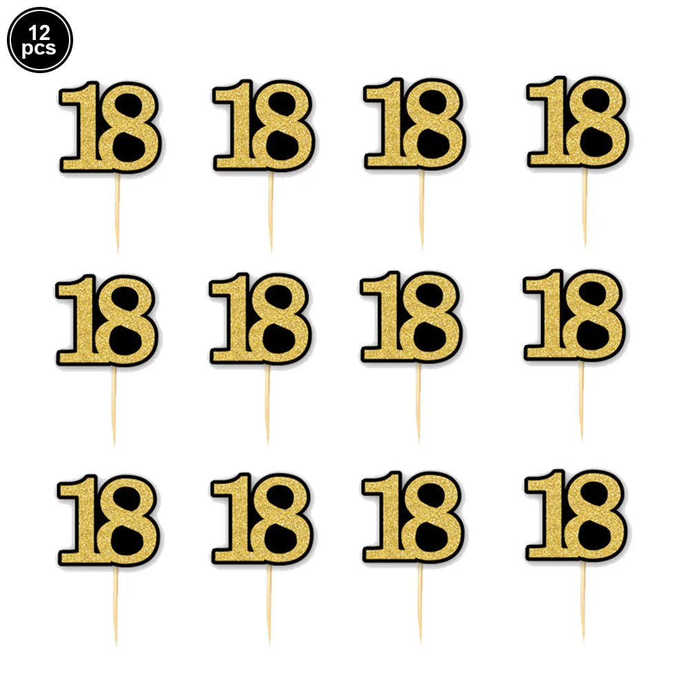 18th Birthday Party Supplies Black Gold 18th Birthday Plates Napkins Dinnerware for Boys Girls 18 Years Old Birthday Party Decor