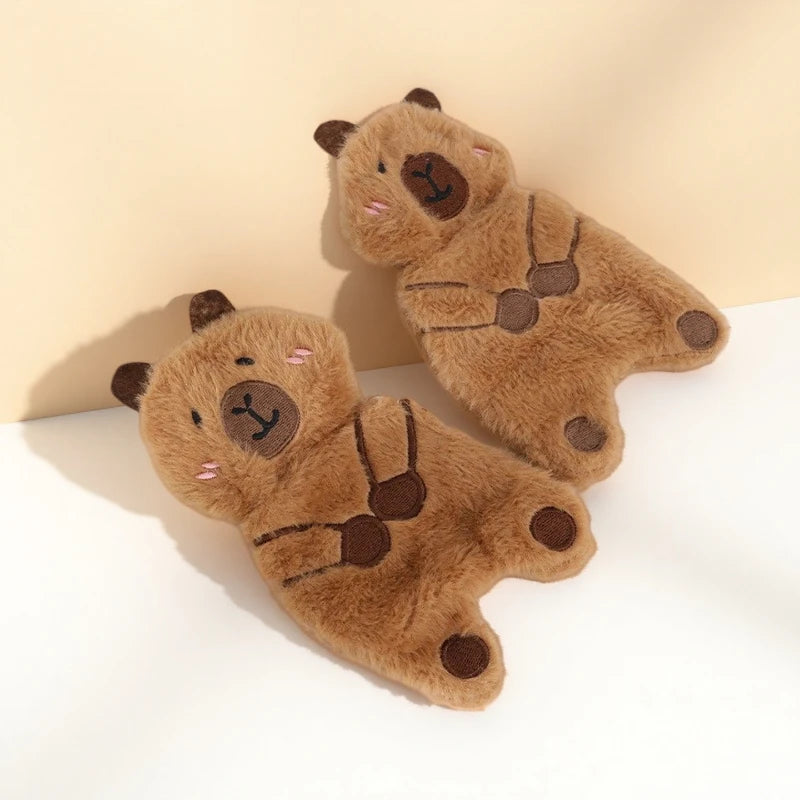 Plush Capybara Bear Squeaky Toys: Cute Brown Bear Chew-Resistant Stuffing-Free Dog & Cat Toy for Self-Play