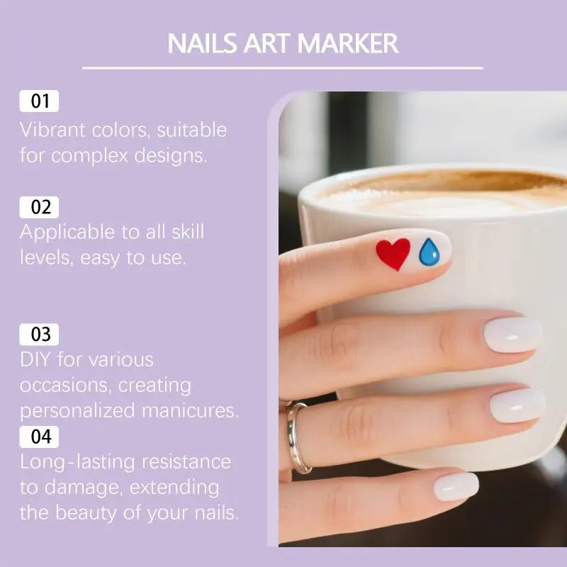 12Pcs Nail Marker Drawing Acrylic Paint Pens Nail Art Graffiti Pen Set Waterproof Nail Painting Manicure Extra Fine 0.5mm